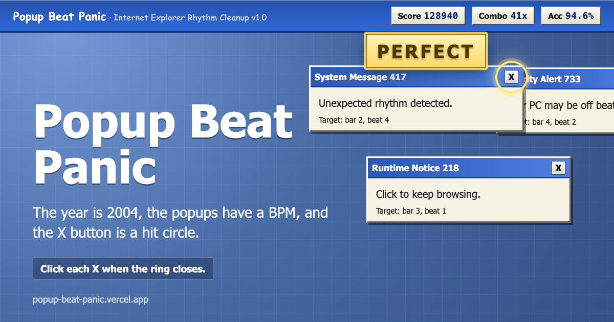 Popup Beat Panic preview